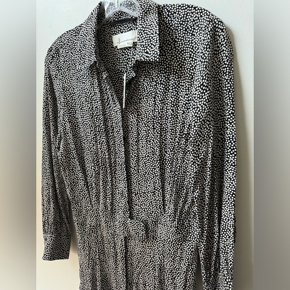 ANTHROPOLOGIE LOVELAND WIDE LEG FLOWY BLACK/WHITE JUMPSUIT - Picture 4 of 8